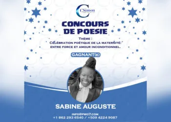 Sabine Auguste, lauréate du concours de poésie organisé par CSimon Publishing pour la Fête des Mères